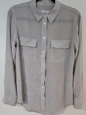 Equipment Cream Button-Up Shirt with Black Geometric Print